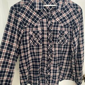 GAP Navy and Red Plaid Shirt